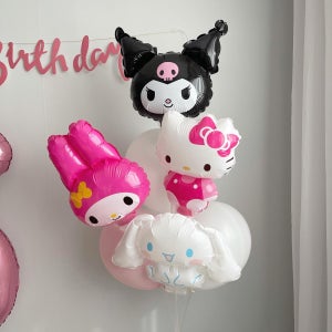 산리오풍선 세트 시나모롤 쿠로미 마이멜로디 헬로키티 생일파티풍선 스탠드
