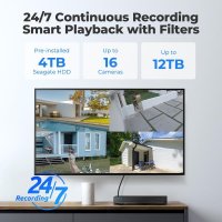 USB녹음기 초소형녹음기Reolink 16ch NVR 4/5MP 4K 12MP PoE 네트워크 비디오 레코더 3T/4 테라바이트 HDD 보안 IP 카메라 RLN16-410