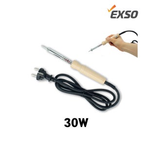 EXSO 나무인두기 30W/표준인두팁-4파이/나무손잡이 인두기/보급형