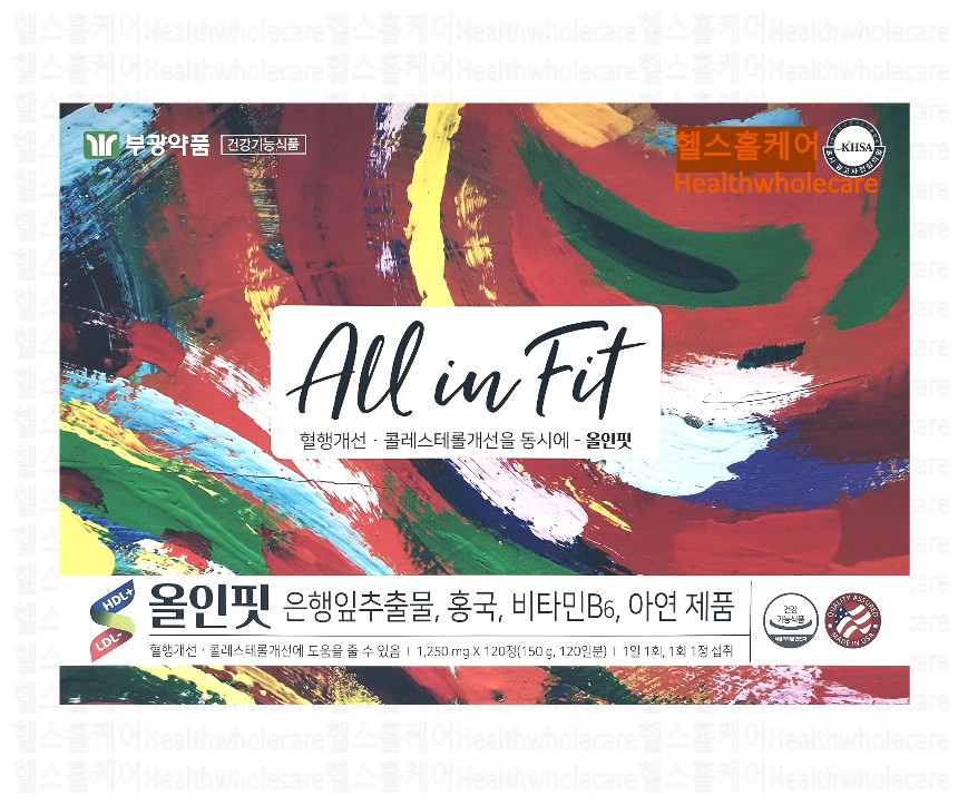 <b>부광약품</b> 올인핏 120정 4개월분 은행잎 <b>콜레스테롤</b>