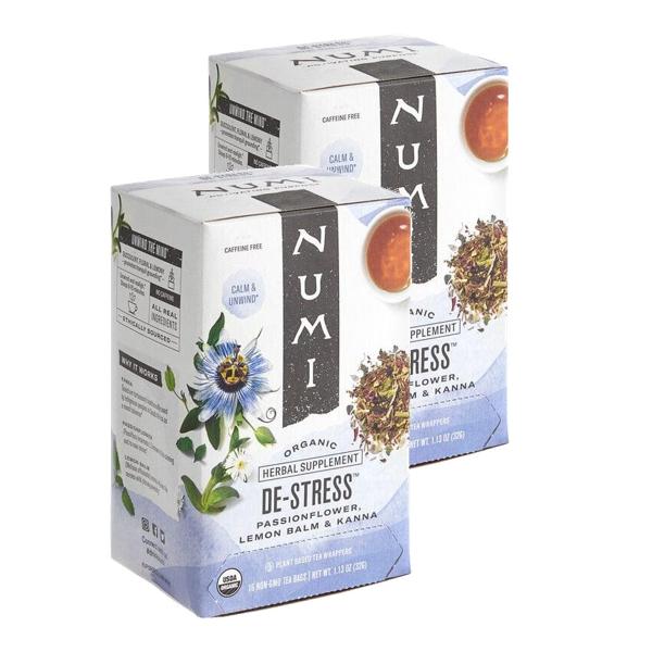 누미 드-<b>스트레스</b> 허브 티백 2팩 16개입 Numi De-Stress Herbal Tea Bags