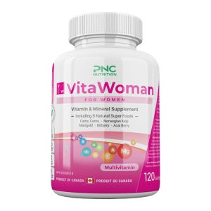 PNC 캐나다 비타우먼 여성 멀티 종합비타민 슈퍼푸드 빠른흡수 액상비타민 120캡슐 1병