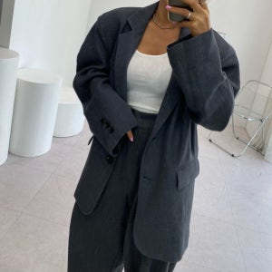 보니따스 ﻿미로 박시핏 벌룬 소매 패드 자켓