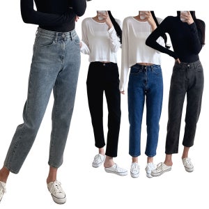 여자 청바지 3단기장 히든밴딩 스판 레귤러핏 연청 진청 블랙 빅사이즈 2XL까지