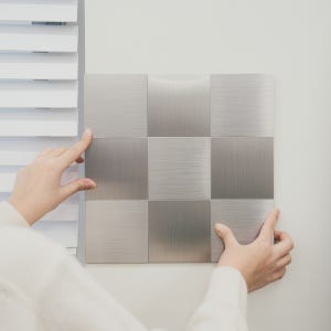 포인트월 주방 식당 벽 리폼용 접착식 알루미늄 대형사각 메탈타일