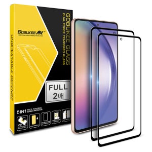 고부기 풀점착 풀커버 강화유리 커버 쉴드 투명 액정보호필름 갤럭시 A54-퀀텀45G, 2매입