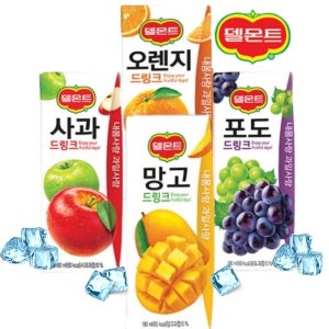 델몬트드링크 190ml 팩음료 오렌지 포도 망고 사과 각8개 총32팩 과즙음료