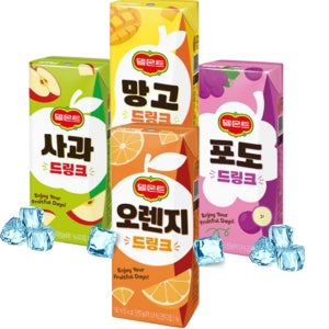 델몬트드링크 190ml 팩음료 오렌지 포도 망고 사과 각8개 총32팩 과즙음료