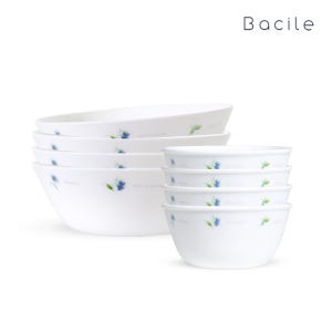 바칠레 카모마일 공기대접 8P 세트 밥그릇 밥공기 국그릇 밀크글라스