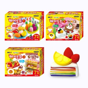 [아모스 공식몰] 아이도우 컬러 점토 3종 세트 (베이커리 후르츠 미니케이크 만들기)
