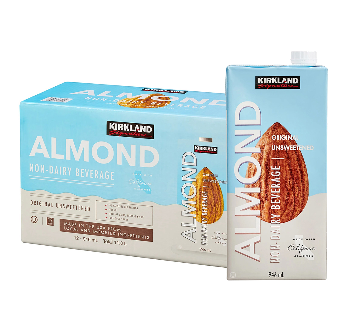 커클랜드 무가당 아몬드 우유 946ml x 12