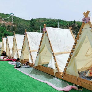 별하늘 삼각 텐트 타프 야외 옥상 바베큐