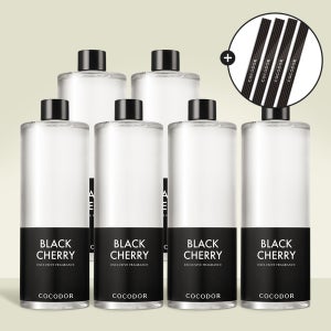 [3+3] 코코도르 디퓨저 리필액 500ml 6개 + 리드스틱 30P 실내방향제 인테리어 블랙체리