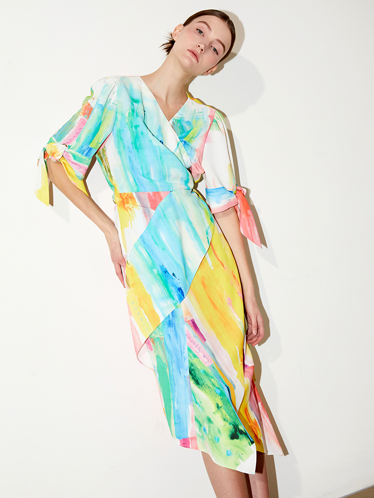 [아이앤모어] Abstract Wrap Dress-Blue _ 추상 랩 드레스-블루