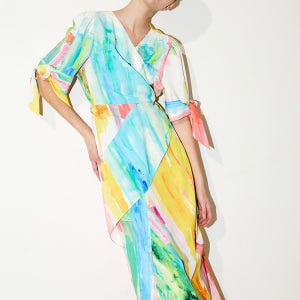 [아이앤모어] Abstract Wrap Dress-Blue _ 추상 랩 드레스-블루