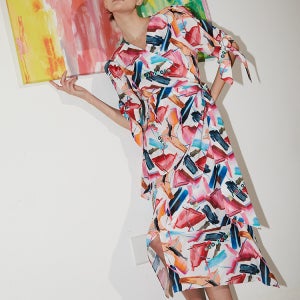 [아이앤모어] Abstract Wrap Dress-Red _ 추상 랩 드레스-레드