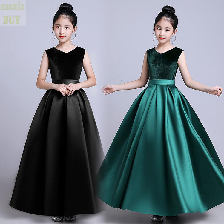 심플 블랙 그린 롱여아드레스 결혼식 화동 초등학생 고학년 주니어드레스 연주회 콩쿨드레스