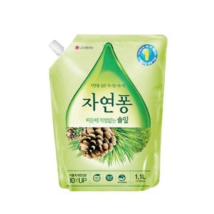 자연퐁 솔잎 리필 1.1L 1종 주방세제 베이킹소다함유 비건인증 야채 과일 식기 젖병 세척 세제