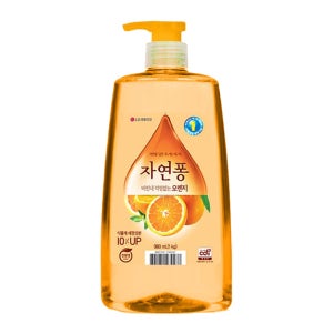 자연퐁 오렌지 용기 980ml 1종 주방세제 베이킹소다함유 비건인증 야채 과일 식기 젖병 세척 세제