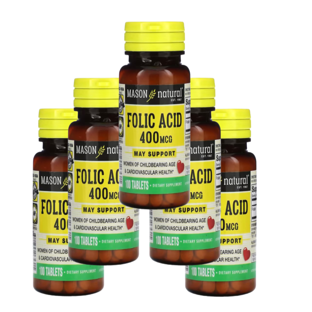 메이슨내츄럴 <b>Mason Natural 엽산</b> 400mcg 100정 5병