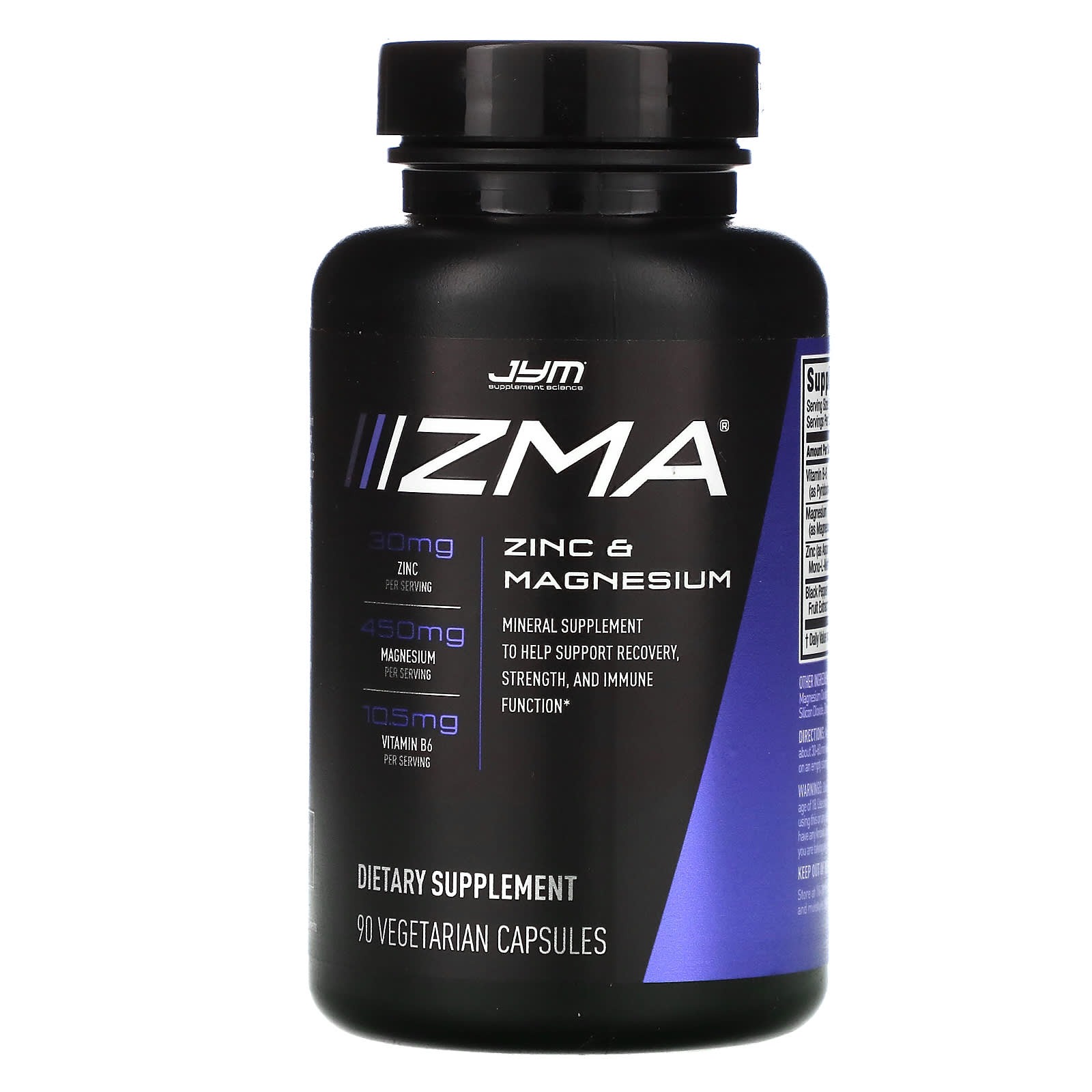 <b>JYM</b> 서플리먼트 사이언스 ZMA 아연 및 마그네슘 식물성 캡슐 90정