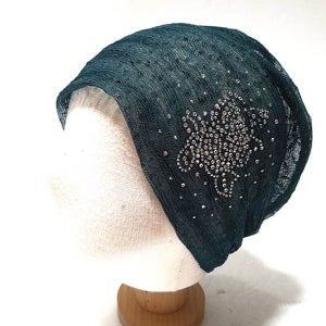 솔미네 망사 반짝이 두건 모자 헤어두건 중년 여성 엄마 식당 패션 실내