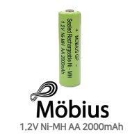 뫼비우스 Ni-MH AA 니켈 수소 충전지 1.2V 2,000mAh 벌크 자연방전률 낮음