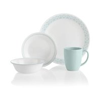 코렐 접시 Corelle Delano Chip & Break Resistant 16피스 디너 세트, 서비스 4인용, 비트렐 유리