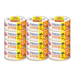 오뚜기 LIGHT&JOY 가벼운 참치 김치찌개용, 135g, 12개
