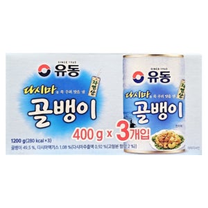 유동 자연산 다시마 골뱅이 1,200G (400g X 3캔) 세트 코스트코 번들