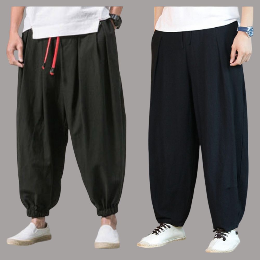 남자 여름 냉장고 바지 벌룬 조거 배기팬츠 항아리 통바지 와이드 편한슬랙스 반바지 면 <b>린넨</b>