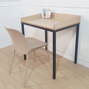 몽뜨가구 HPM 3면가드 내추럴오크 블랙다리 책상 800x600 독서실 책상