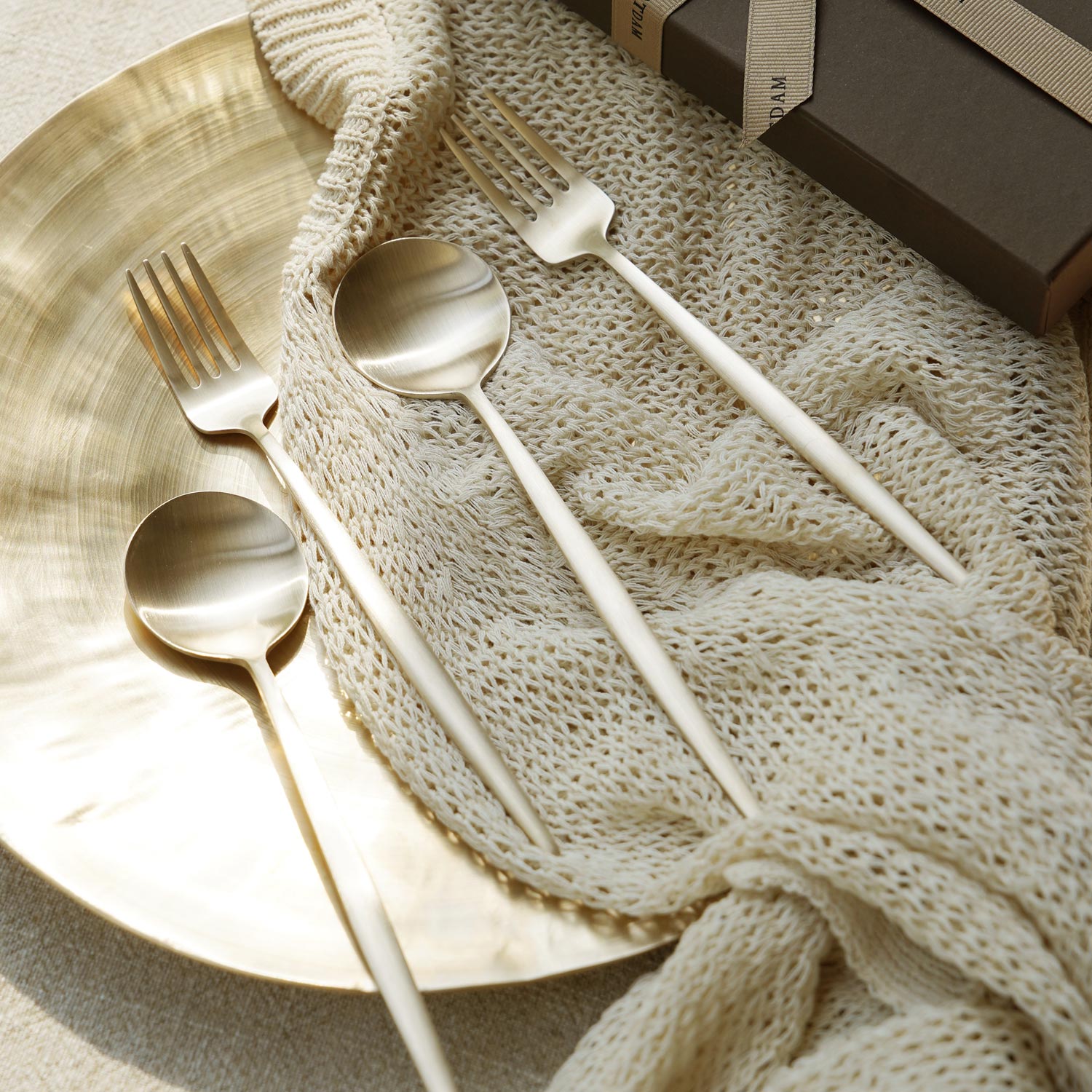 놋담 방짜유기 커트러리 디저트 스푼포크 세트 4P