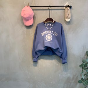 (당일배송)캠퍼스 브루 레터링 크롭 맨투맨 3color