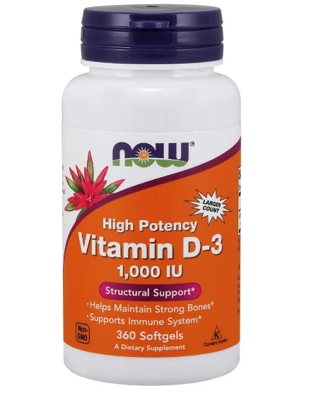 NOW <b>비타민D</b> 1000IU 360정 <b>비타민디</b> 결핍 부족