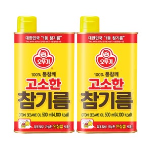 오뚜기 고소한 참기름 캔 500ml, 2개