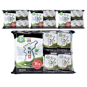 성경김 녹차 식탁김 재래 조미 도시락 맛있는 김 16개입, 4개