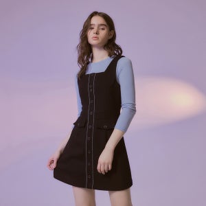 루드 울 스퀘어넥 뷔스티에 원피스 블랙 L23SFOP2BK