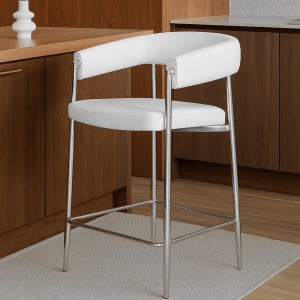 덱스 클래식 아일랜드 가죽 철제 높은 홈바 의자