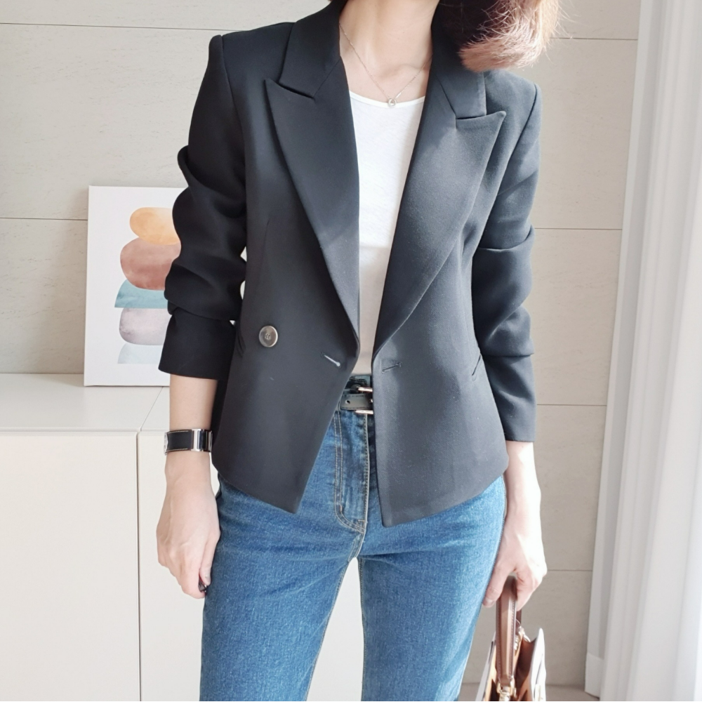 크롭자켓 테일러드 숏자켓 아이보리 베이지 검정 봄 가을 55 66