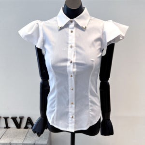 [VIVA] 23SS 금장 튤립소매 쉬폰 블라우스