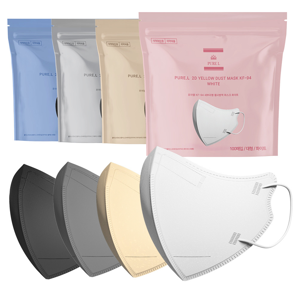 <b>퓨어엘</b> KF94 마스크 새부리형마스크 일회용 100매 대형