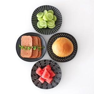 일본 도자기 식기 그릇 블랙 에가와리 접시 12cm 4p 세트