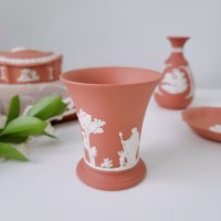 웨지우드 제스퍼웨어 테라코타 오렌지 베이스 Wedgwood Jasperware Terra Cottar 영국 빈티지 앤틱 장식 화병 레어템