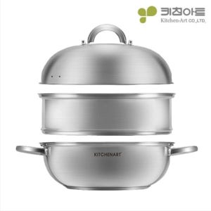 키친아트 스테인레스 2단 인덕션 찜기 해물 만두 찜냄비 스텐 더블 찜솥 캠핑용