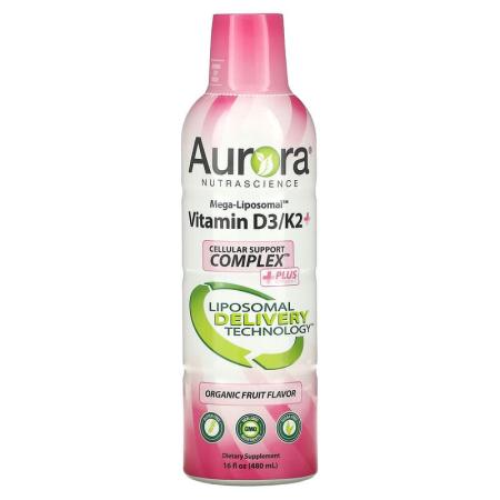Aurora Nutrascience 메가리포좀 비타민 D3K2 유기농 과일 480ml16fl oz