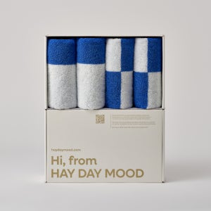 헤이데이무드 HDM 고급 호텔수건 40수 200g 선물 답례품 빅웨이브 블루 타월 4P