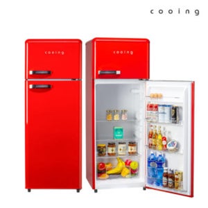 쿠잉 레트로 디자인 냉장고 208L 가정용 원룸 사무실 레드
