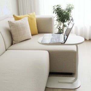 마켓비 DUGED 소파 사이드테이블 카페 노트북 거실 타원형 화이트 테이블 A형