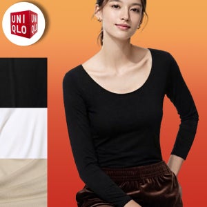 유니클로 여성 히트텍 U넥 내복 속옷 발열 내의 티셔츠